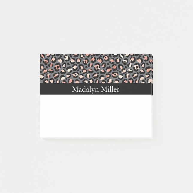 Rose Gold Leopard Print Post-it Notes (Front)