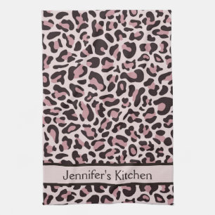 Rose Gold Leopard Print Retro Kitchen Towels Towel