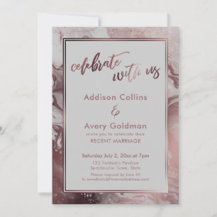 Rose Gold & Light Grey Marble Celebrate with Us Invitation