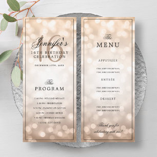 Rose Gold Lights 16th Birthday Program Menu