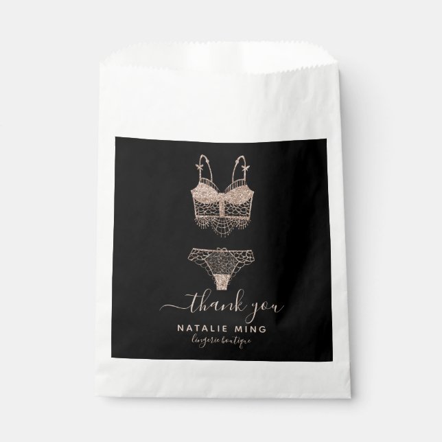 Rose Gold Lingerie Boutique Thank you Favour Bag (Front)