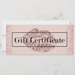 Rose Gold Lips Blush Pink Salon Gift Certificates