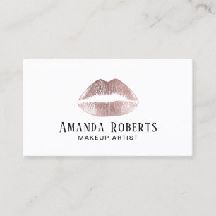 Rose Gold Lips Minimalist Makeup Artist Business Card