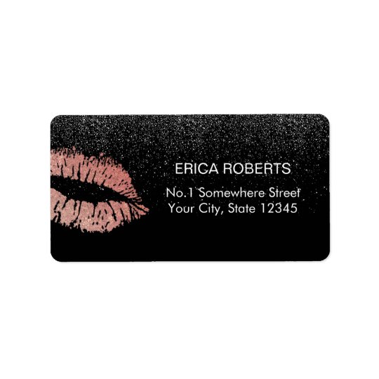 Rose Gold Lips Modern Black Glitter Beauty Salon