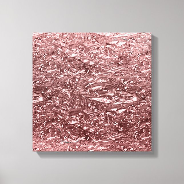 Rose Gold Liquid Chrome Metallic Chic Glam Canvas Print (Front)