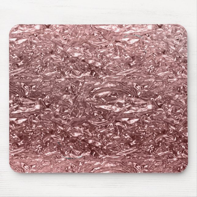 Rose Gold Liquid Chrome Metallic Chic Glam Mouse Pad (Front)