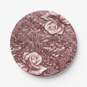 Rose Gold Liquid Chrome Metallic Chic Glam Party Paper Plate