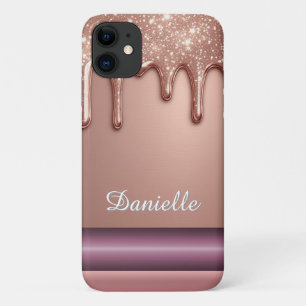 ✨ Rose Gold Liquid Sparkle Custom Name Glitter iPhone 11 Case