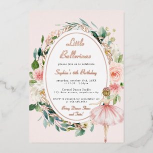 Rose Gold Little Ballerina Floral Kids Birthday 