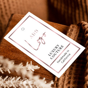 Rose Gold Logo Chic Luxe Clothing Price Label Tag