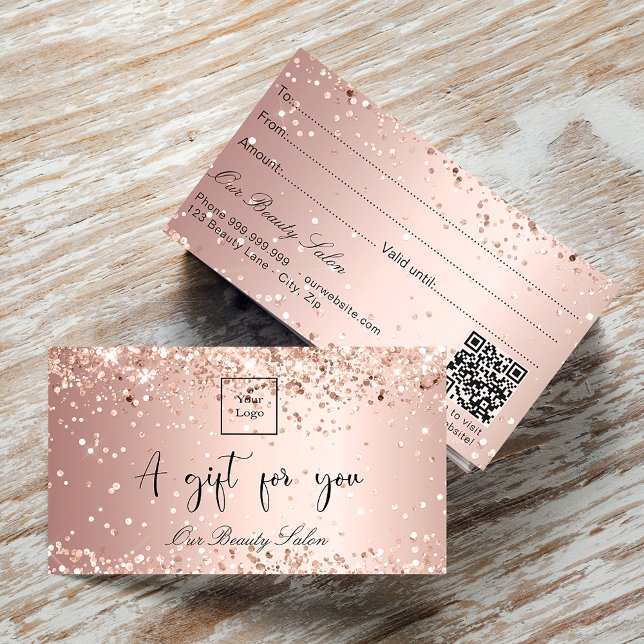 Rose gold logo qr code gift certificate  (Creator Uploaded)