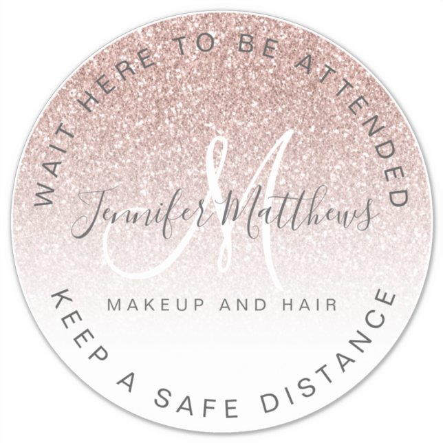 Rose Gold Logo Salon COVID Wait Social Distance (Front)