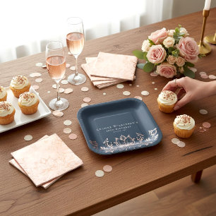 Rose Gold Lotus Botanical 30th Birthday Plates