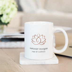 Rose Gold Lotus Flower Logo Coffee Mug