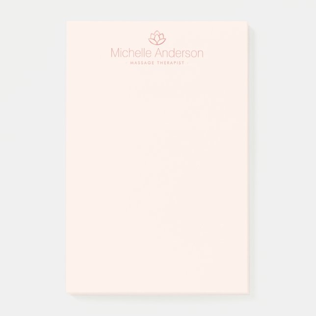 Rose gold lotus flower minimalist light blush pink post-it notes (Front)