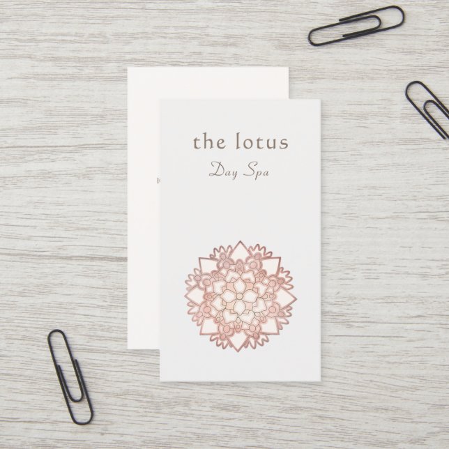 Rose Gold  Lotus Logo Holistic Health and Wellness Business Card (Front/Back In Situ)