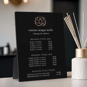 Rose Gold Lotus Spa Pricing/Services Display Plaque