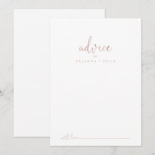 Rose Gold Love Fancy Script Wedding Advice Card