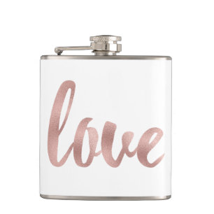 Rose gold love flask, foil font hip flask