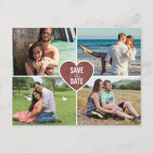 Rose gold love heart wedding save the date announcement postcard