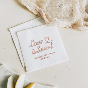 Rose Gold Love is Sweet Heart Wedding Foil Napkins