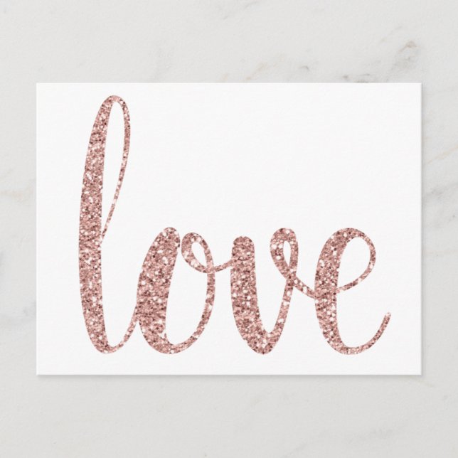 Rose gold love postcards, glitter postcard (Front)
