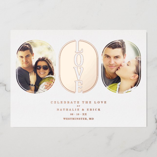 Rose Gold Love Quote Wedding 2 Photos Couple (Front)