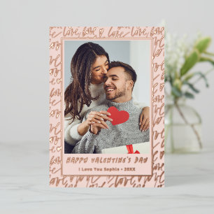 Rose Gold Love Valentines Day Photo Foil Holiday Card