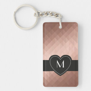 Rose gold low poly geometric modern heart monogram keychain