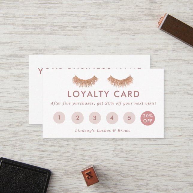 Rose Gold Loyalty Card Eyelashes Makeup Artist (Front/Back In Situ)