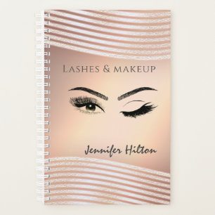 Rose gold luminous wink eye makeup long lashes planner