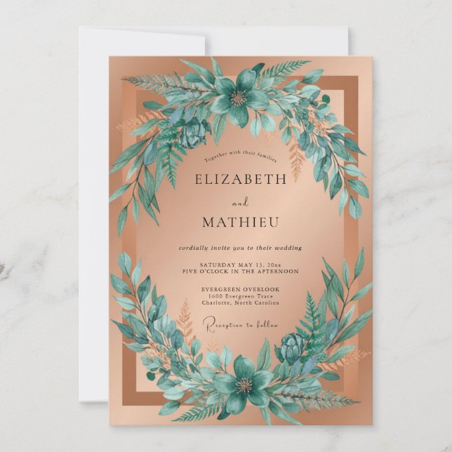 Rose Gold Lustrous Modern Wedding Invitation (Front)