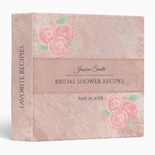 Rose gold mable roses bridal shower recipe binder