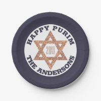Rose Gold Magen David Star Happy Purim Party