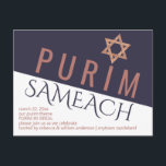 Rose Gold Magen David Star Modern Purim Holiday Postcard<br><div class="desc">Create your own Purim event postcards in this modern geometric design in blue and white with a pink rose gold Magen David / Star of David design. From Purim party invitations to Synagogue events, the mauve pink, navy blue and white asymmetrical design and modern mixed fonts will add interest to...</div>