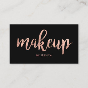 Rose Gold Makeup Artist Beauty Salon Black Business Card