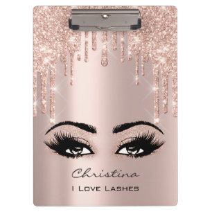 Rose Gold Makeup Artist Drips Eyelashes Clipboard