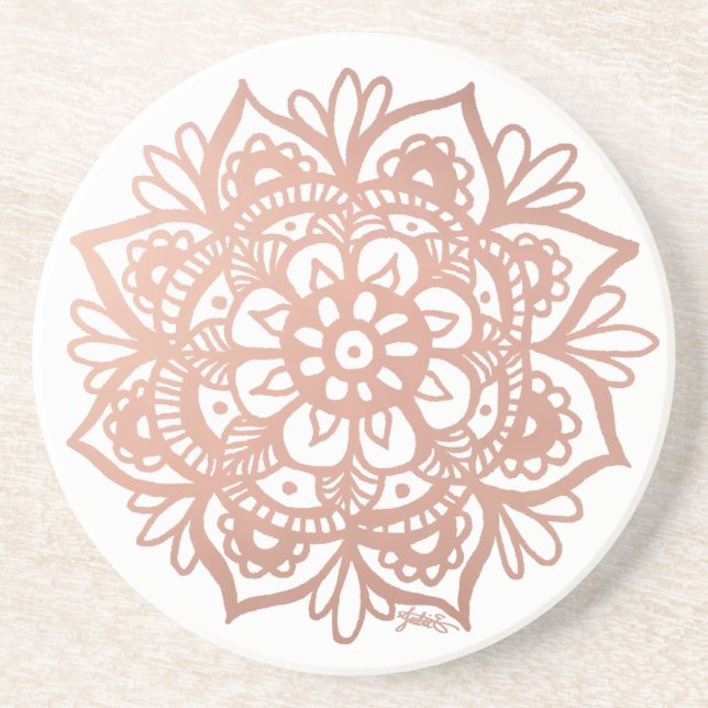 Rose Gold Mandala Coaster (Front)