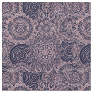 Rose Gold Mandala Collection Blue Design Fabric