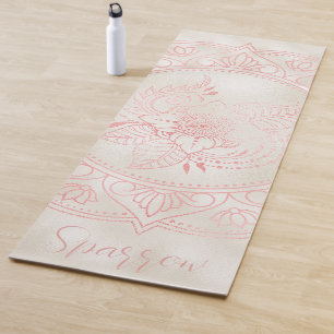 Rose Gold Mandala Cream Foil Custom Name Yoga Mat