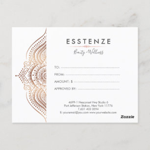 Rose-Gold Mandala Gift Certificate Design Postcard
