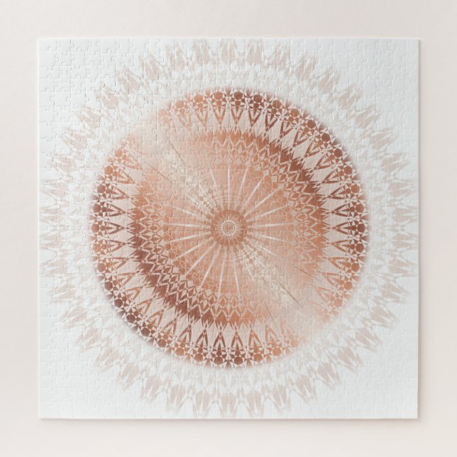 Rose Gold Mandala Modern Geometric Jigsaw Puzzle (Vertical)