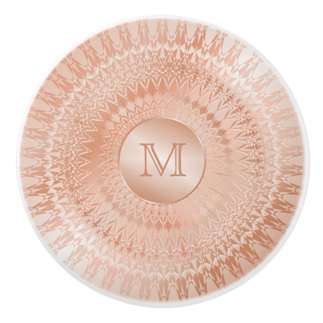 Rose Gold Mandala Monogram Ceramic Knob (Front)