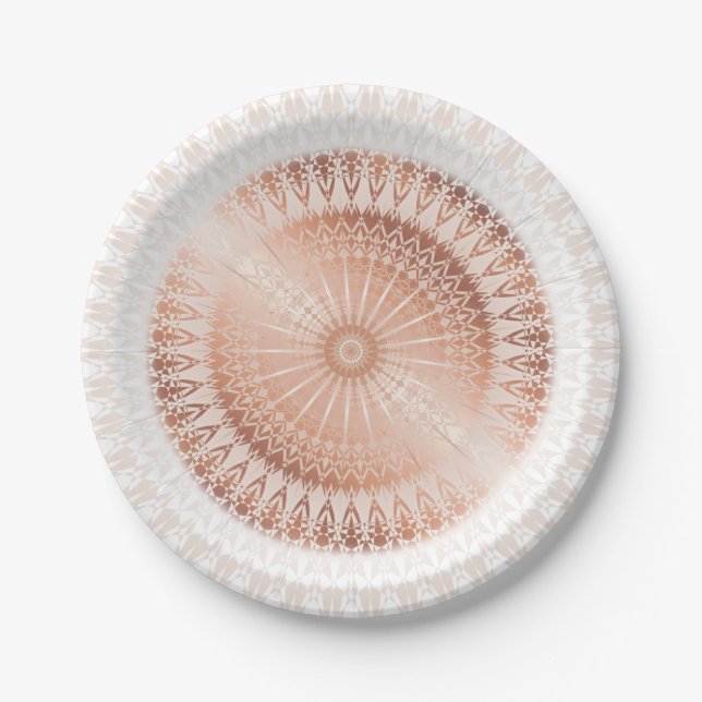 Rose Gold Mandala Paper Plate (Front)