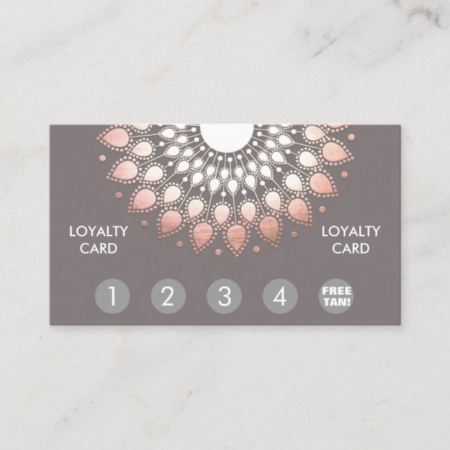 Rose Gold Mandala Spray Tan Loyalty Punch Card (Front)