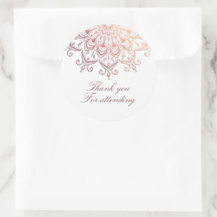 Rose Gold Mandala Thank You Classic Round Sticker