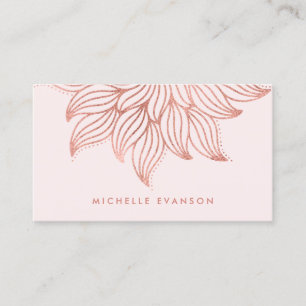 Rose Gold Mandala Yoga Instructor Girly Blush Pink Business Card