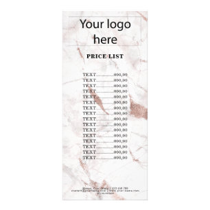 rose gold marble add your logo price list rack card