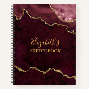 Rose Gold Marble Agate Geode Sketchbook Notebook
