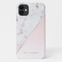 Rose Gold Marble and Pink Colour Block Personalize